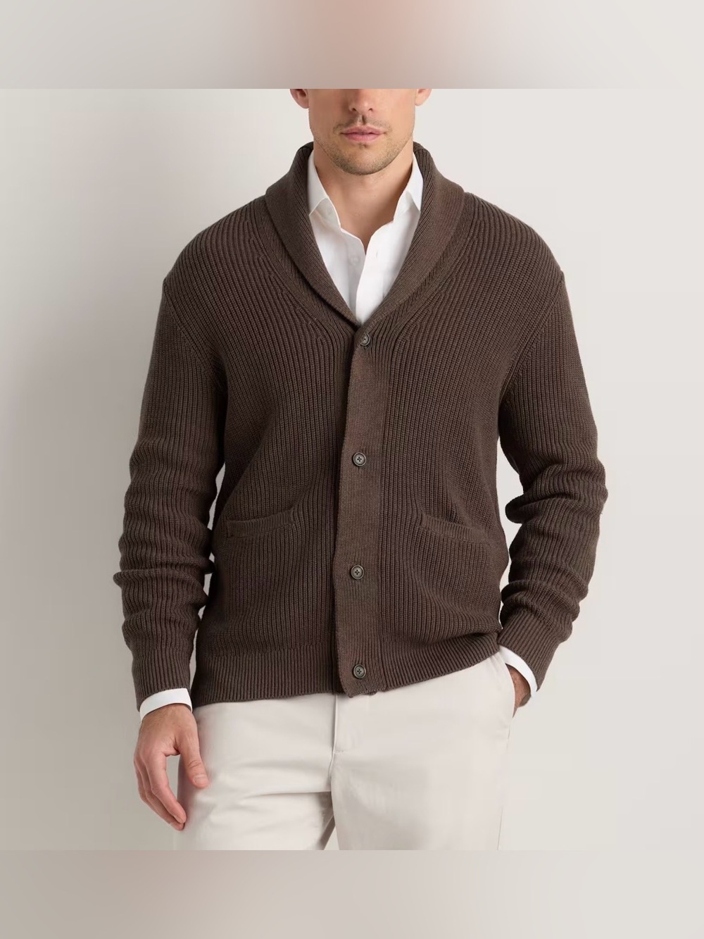 Quince 100% Organic Cotton Ribbed Shawl Collar Cardigan Sweater size Medium